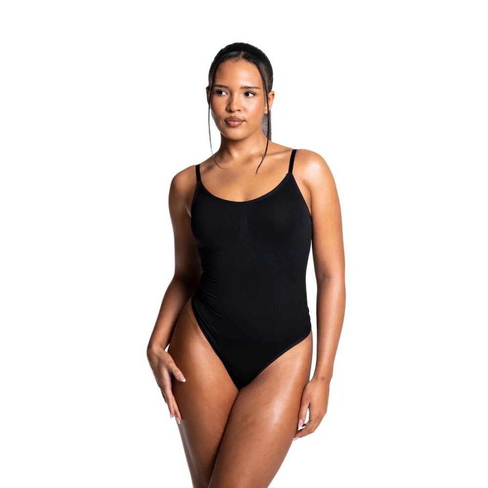 Heyshape Black Seamless Bodysuit Thong Shapewear Adjustable Straps S 6197